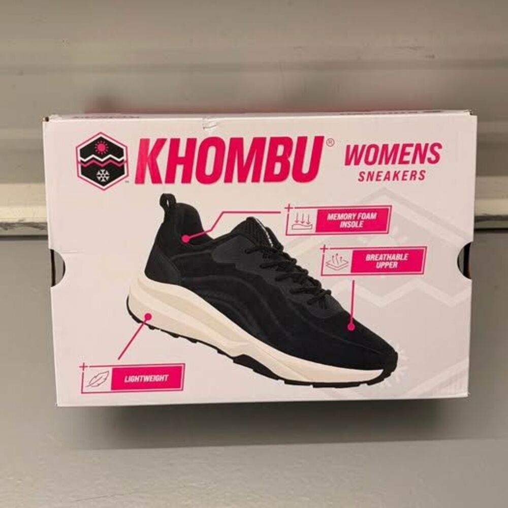 NIB Khombu Women's Patan Comfort Athletic Sneakers - Black (Size 9)